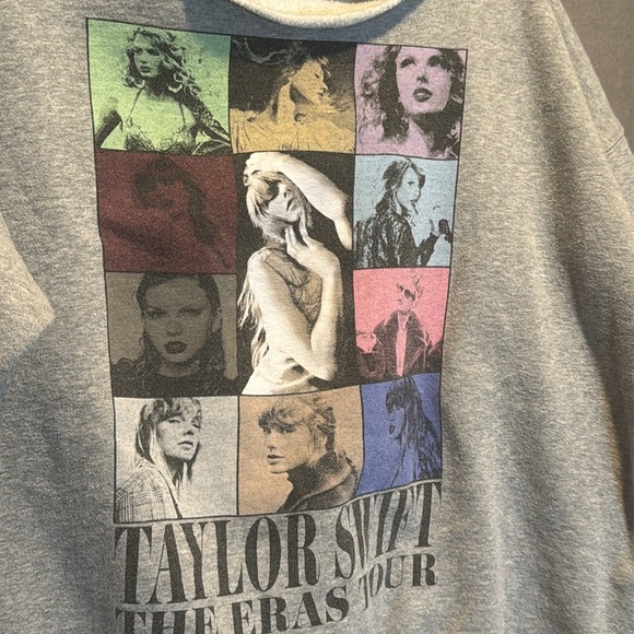 Taylor Swift Eras Tour Gray Graphic Sweatshirt with cut Neck - Picture 2 of 4
